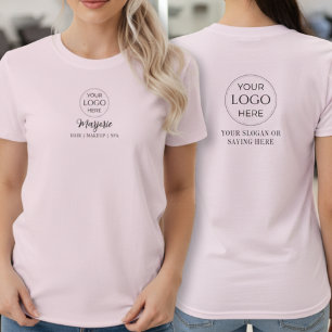 T-shirt Maquillage Équipe Logo Écriture Rose Pâle