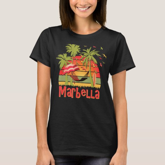 T-shirt Marbella Espagne Sunset Beach Hammock (Devant)