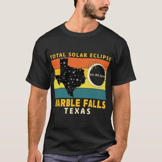 T-shirt Marble Falls Texas Total Solar Eclipse 2024 (Devant)