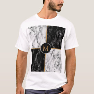 T-shirt Marbre Chèque Noir & Blanc tendance - Ajouter Vot