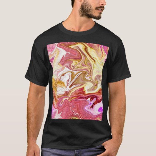 T-shirt Marbre Magique : Conception abstraite colorée (Devant)