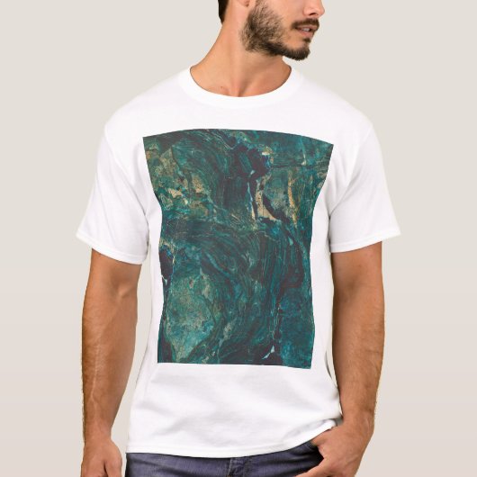 T-shirt Marbre vert foncé : texture luxueuse. (Devant)