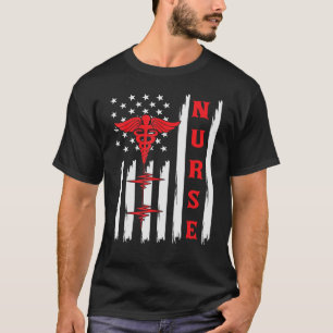 T-shirt Marchandise Nurse Life, Infirmière Drapeau América
