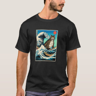 T-shirt Marchandises pour chat, style Ukiyo-e, Grande Vagu