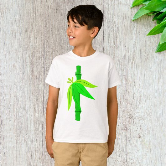 T-shirt Marche en bambou vert avec Feuilles tropicaux