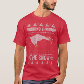 T-shirt Marcher À Travers La Neige Drôle Oie Laide Christm