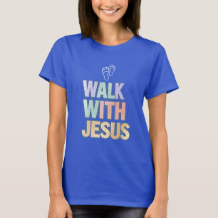 T-shirt Marcher Avec Jésus Foi Chrétienne Pastel Graphic