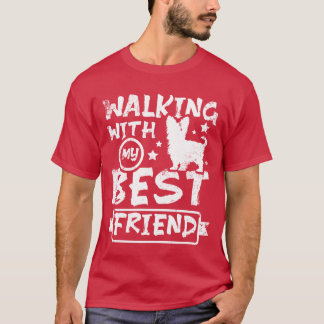 T-shirt Marcher avec mon meilleur ami yorkie garçon
