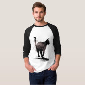 T-shirt Marcher Chat Silhouette Noir sur Blanc (Devant entier)