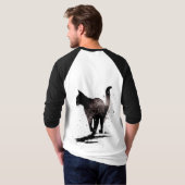 T-shirt Marcher Chat Silhouette Noir sur Blanc (Dos entier)