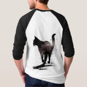 T-shirt Marcher Chat Silhouette Noir sur Blanc (Dos)