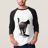 T-shirt Marcher Chat Silhouette Noir sur Blanc (Devant)