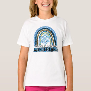 T-shirt Marcher dans une Wonderland d'hiver Blue Rainbow