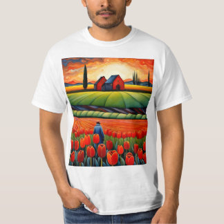 T-shirt Marcher entre les champs de tulipes 1