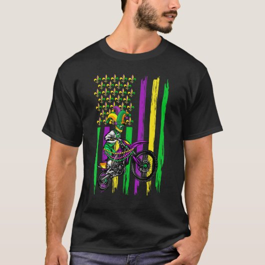 T-shirt Mardi Gra, Drapeau américain rétro Casquette Motoc (Devant)