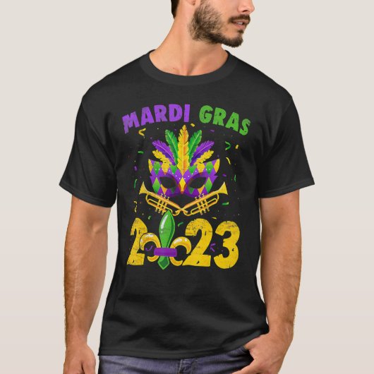 T-shirt Mardi Gras 2023 Beads Fête de Masque Garçons Gir (Devant)