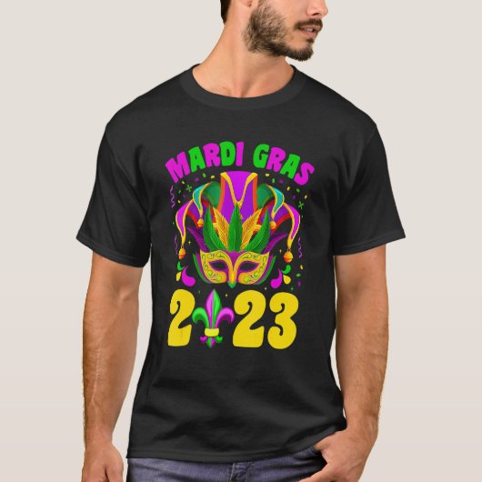 T-shirt Mardi Gras 2023 Perles Masques Jester Casquette Ho (Devant)
