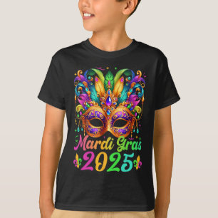 T-shirt Mardi Gras 2025 Mask Feathers Mardi Gras Family Co