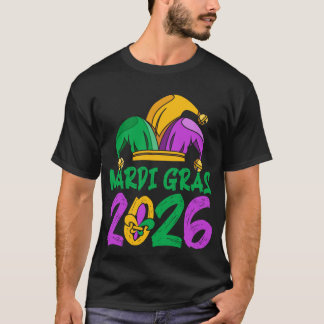 T-shirt Mardi Gras 2026 Jester Hat Carnival Celebration