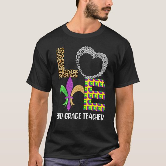 T-shirt Mardi Gras 3e classe Perles de professeur Mask Fea (Devant)