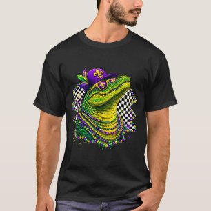 T-shirt Mardi gras alligator collier fleur de lis carnaval