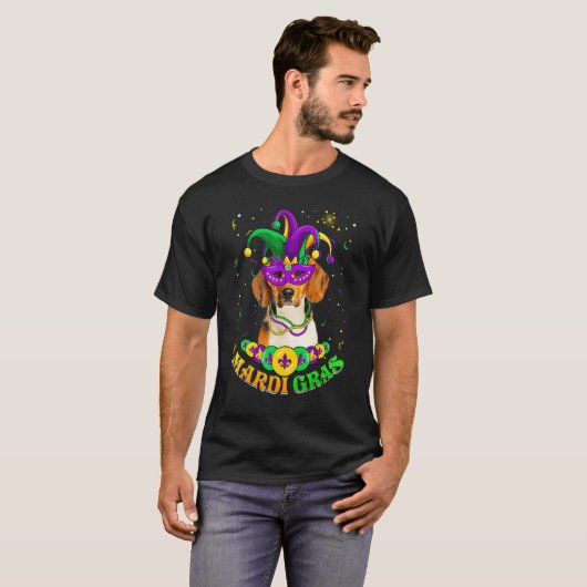 T-shirt Mardi Gras Beagle Chien Papa Chien Maman Perles De (Devant entier)