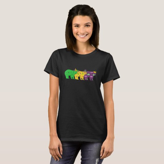 T-shirt Mardi Gras Bear Beads Festival Animaux Jester Casq (Devant entier)
