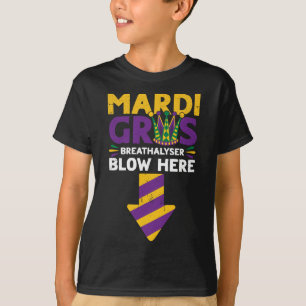 T-shirt Mardi Gras Blow Breathalyzer Ici Amusant Mard Adul