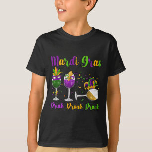 T-shirt Mardi Gras Boire Boire Vin Drunk Gles Mask Et Cl