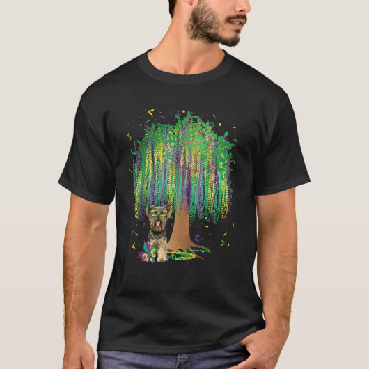 T-shirt Mardi Gras Cairn Terrier Bead Tree Bourbon Street (Devant)