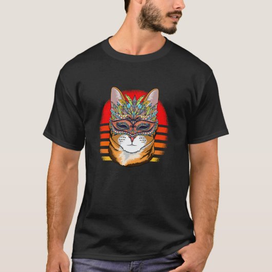 T-shirt Mardi Gras cat Carnival Mask Cat (Devant)