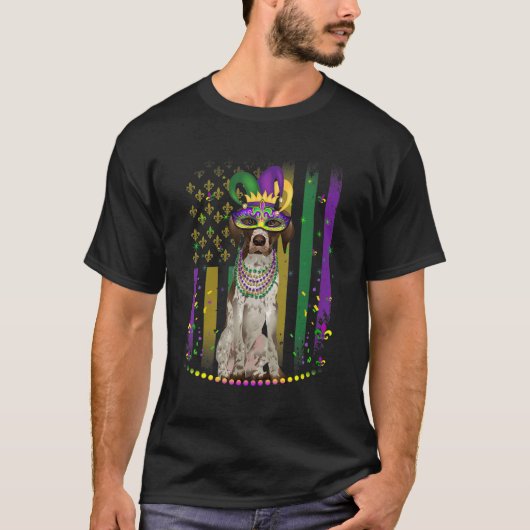 T-shirt Mardi Gras Chien Carnaval Pointeur Rondes Je (Devant)