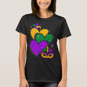 T-shirt Mardi Gras Coeurs mignons Femmes Filles Enfants Vi