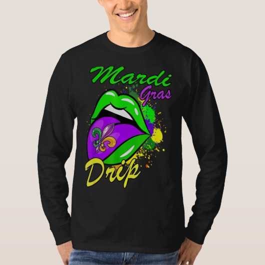 T-shirt Mardi Gras Costume de Carnaval Purple Amp Or Fleur (Devant)