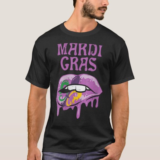 T-shirt Mardi Gras Costume de Carnaval Purple Amp Or Fleur (Devant)