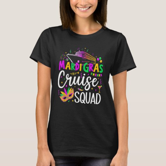 T-shirt Mardi Gras Cruise Crew Cruise Mask Cruise Ship P (Devant)