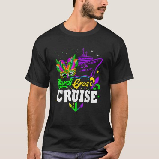 T-shirt Mardi Gras Cruise Crew Cruise Mask Cruise Ship P (Devant)