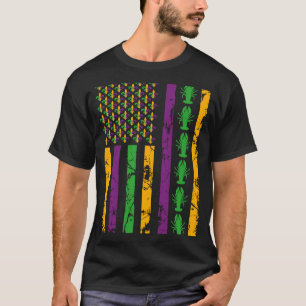 T-shirt Mardi Gras drapeau américain avec langouste Nouvel
