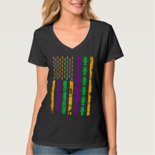 T-shirt Mardi Gras drapeau américain avec tenue de écrevis