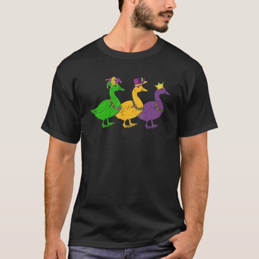 T-shirt Mardi Gras Duck Beads Festival Animaux Jester Casq (Devant)