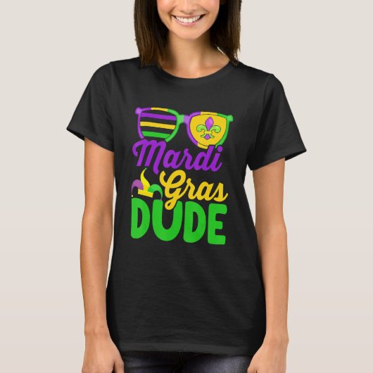 T-shirt Mardi Gras Dude Drapeau Américain Lunettes de sole (Devant)