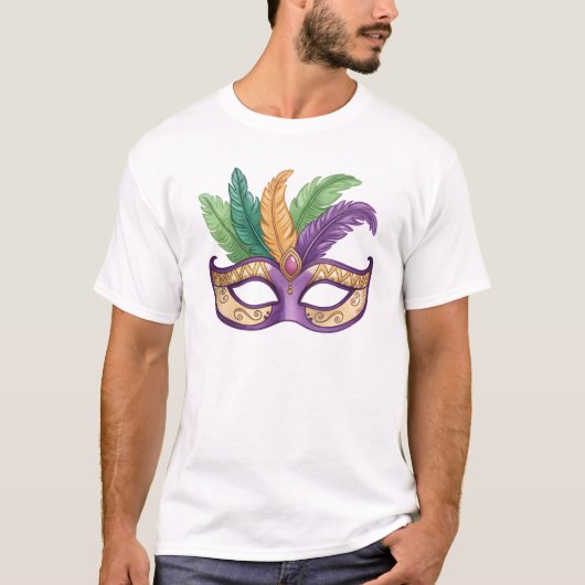 T-shirt Mardi Gras Feather Mask Illustration (Devant)