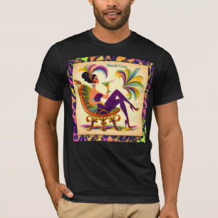 T-shirt Mardi Gras Femme Au Milieu Du Siècle Avec Martini