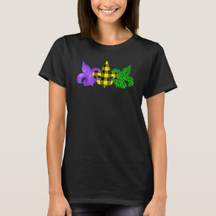 T-shirt Mardi Gras Fleur de Lis Buffalo Plaid Leopard Loui