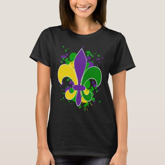 T-shirt Mardi Gras Fleur De Lis Paint Splatter for men wom (Devant)