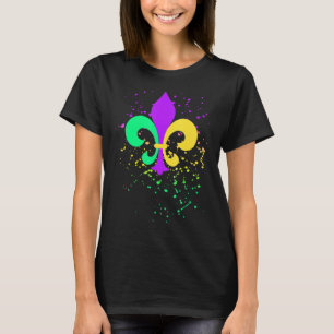 T-shirt Mardi Gras Fleur De Lis Paint Splatter NOLA
