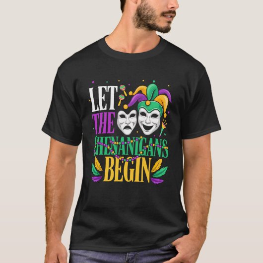 T-shirt Mardi Gras Funny Let The Shenanigans Begin Jester (Devant)