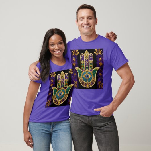 T-shirt Mardi Gras Gold violet vert Hamsas Art (Unisexe)