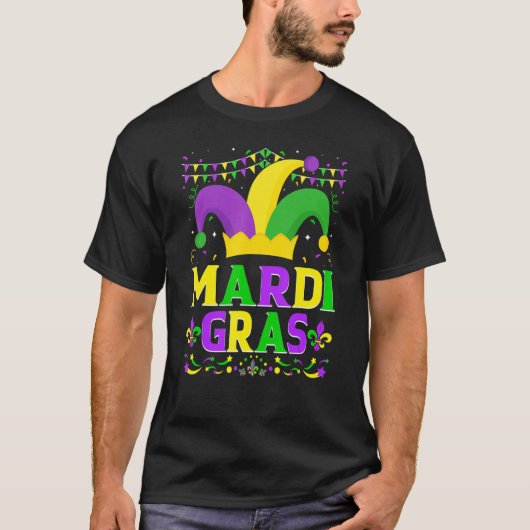 T-shirt Mardi Gras Hat  Mardi Gras Beads Bling Costume 1 (Devant)