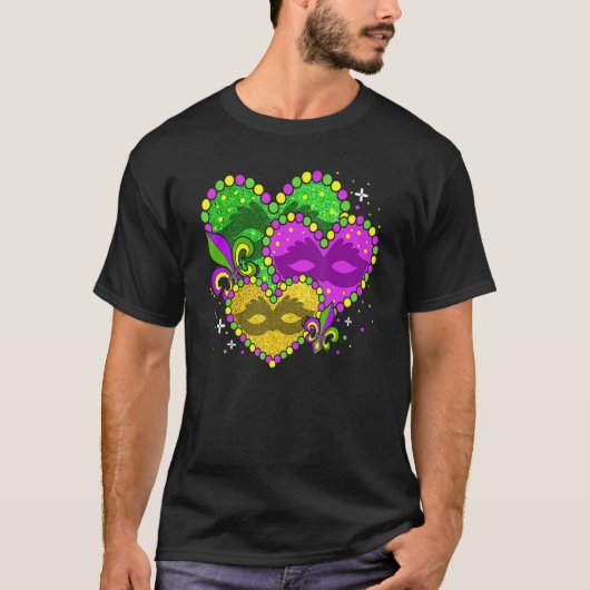 T-shirt Mardi Gras Heart Fleur-de-lys Symbol Mardi Gras (Devant)